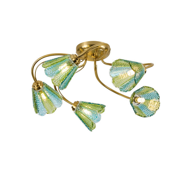 Coraline Semi Flush Mount Light Brass & Multicolor