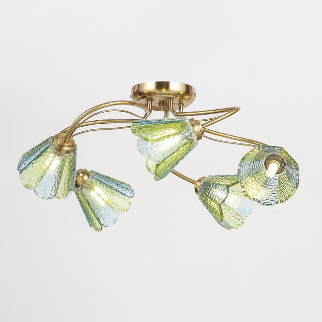 Coraline Semi Flush Mount Light Brass & Multicolor