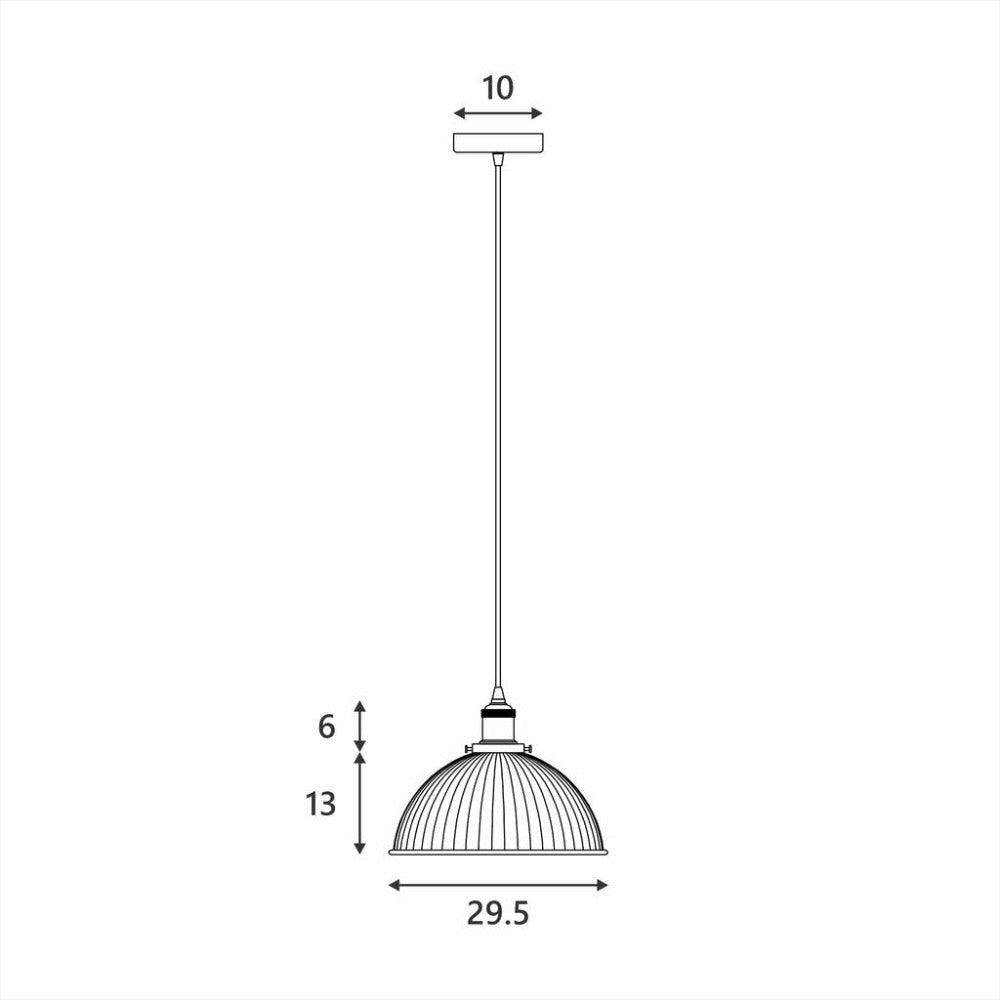 Tristan 1 Light Domed Glass Ribbed Pendant Amber