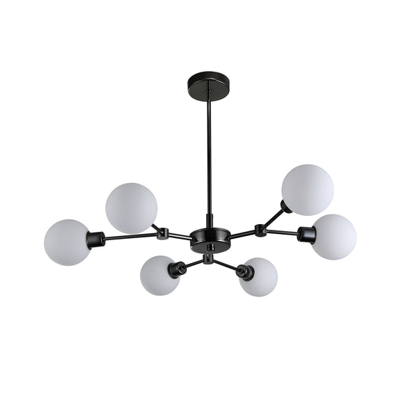 Grette 6 Lights Pendant Light Pearl Black & Opal