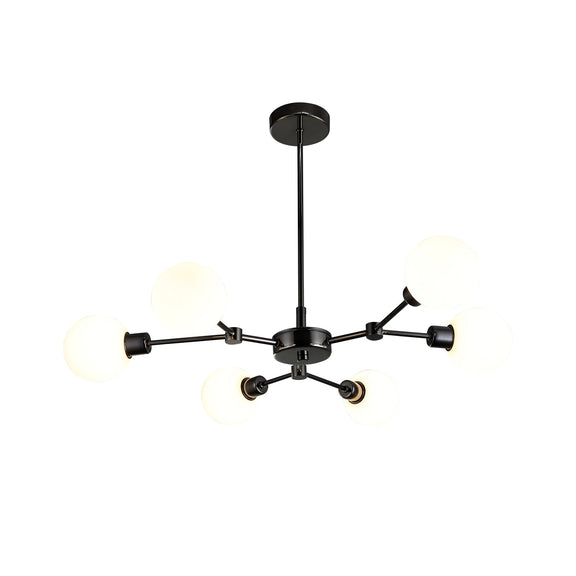 Grette 6 Lights Pendant Light Pearl Black & Opal