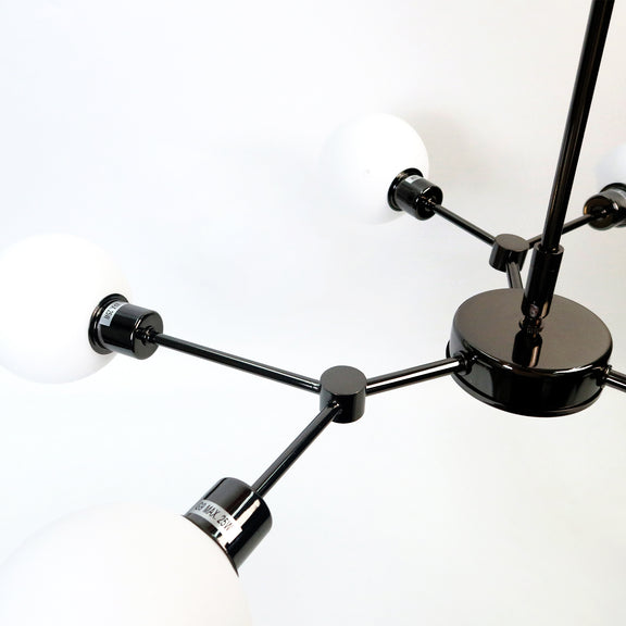 Grette 6 Lights Pendant Light Pearl Black & Opal