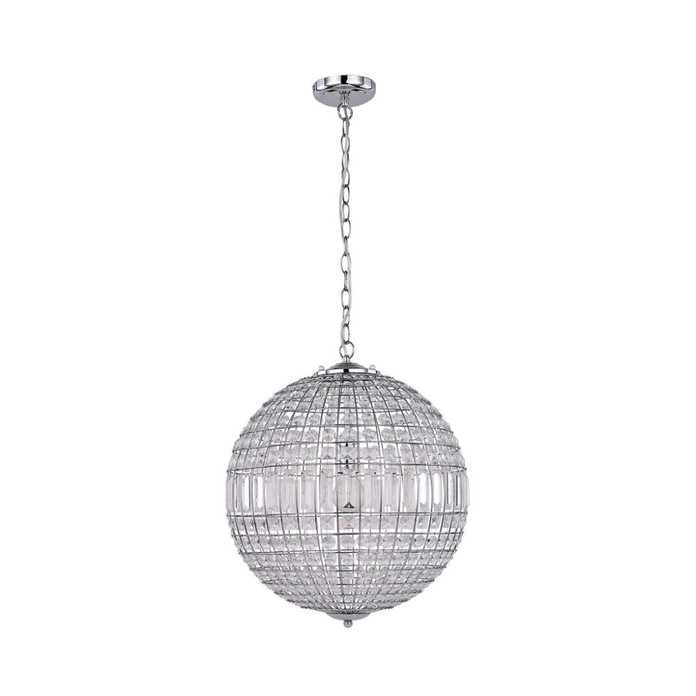 Lode 1 Light Large Pendant Matt Chrome & Clear