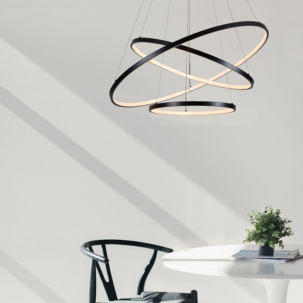 Trinity LED Ring Pendant W800mm Black Aluminium 3000K