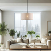 Linea Pendant Light Black & Linen