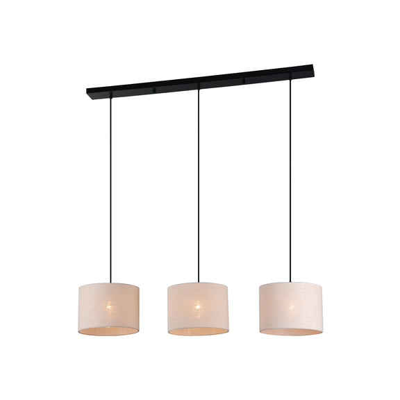 Linea 3 Lights Pendant Light Black & Linen