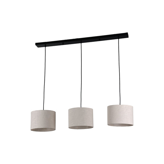 Linea 3 Lights Pendant Light Black & Linen