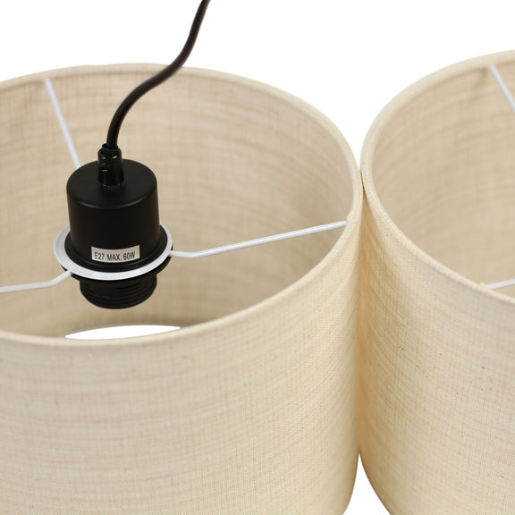 Linea 3 Lights Pendant Light Black & Linen