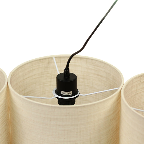 Linea 3 Lights Pendant Light Black & Linen