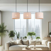 Linea 3 Lights Pendant Light Black & Linen