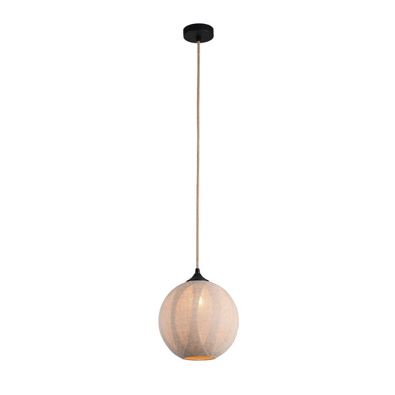 Vesselia Round Pendant Light Black & Linen