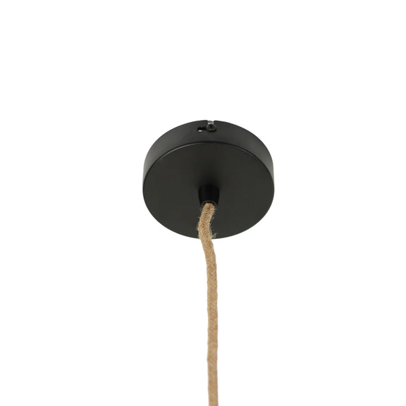 Vesselia Round Pendant Light Black & Linen
