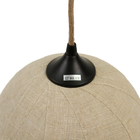 Vesselia Round Pendant Light Black & Linen