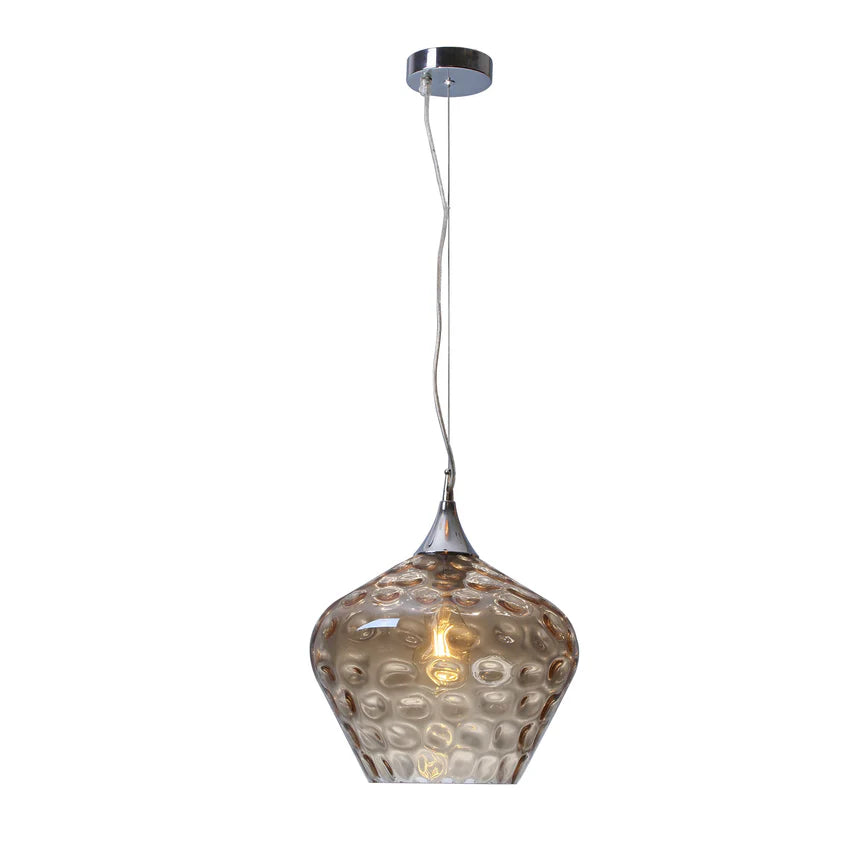 Zyla Pendant Light Amber & Chrome