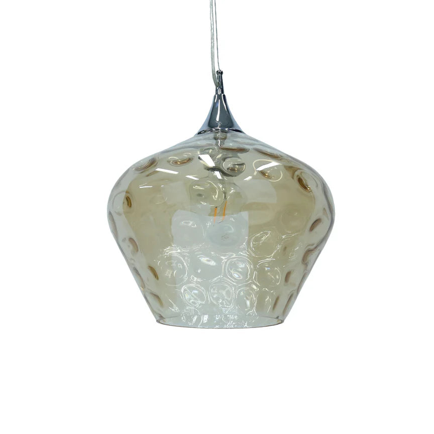 Zyla Pendant Light Amber & Chrome