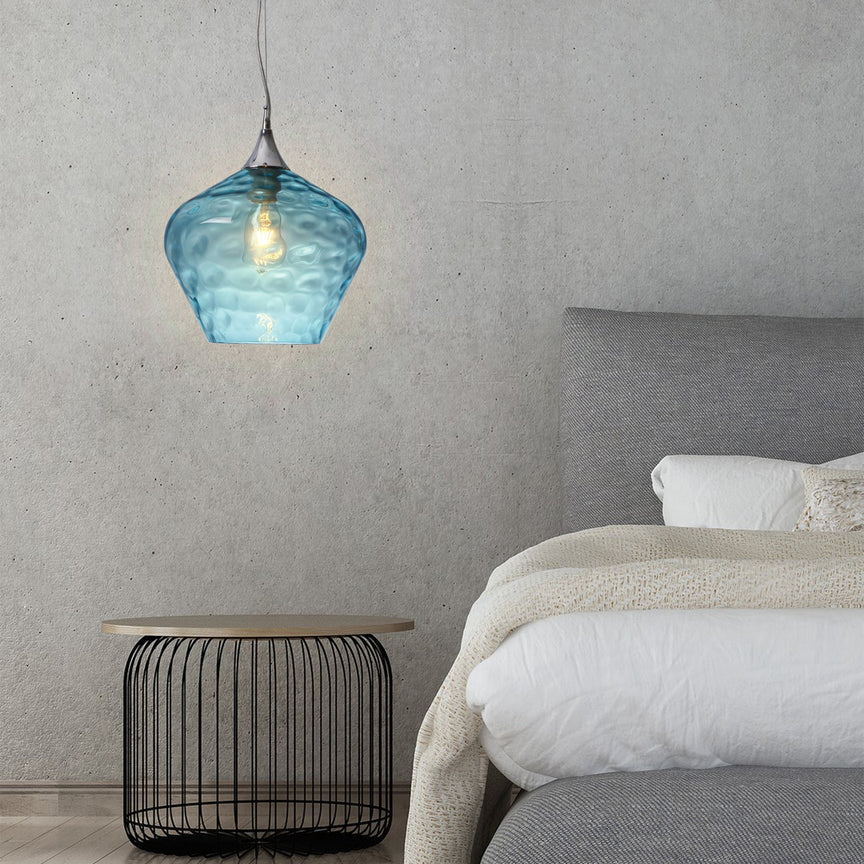 Zyla Pendant Light Blue & Chrome