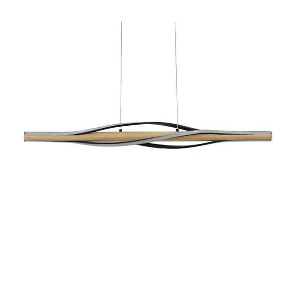 Bonnie LED Pendant Light 30W Tri Color Matt Black & Wood