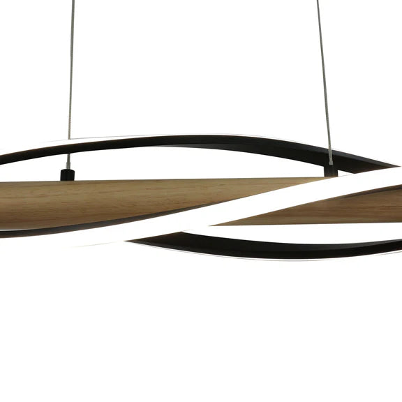 Bonnie LED Pendant Light 30W Tri Color Matt Black & Wood