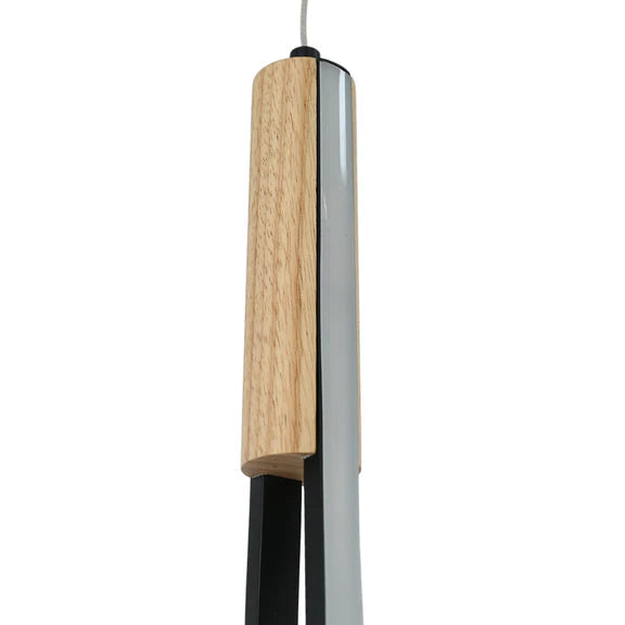 Estelle LED Pendant Light 30W Tri Color Matt Black & Wood