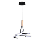 Estelle LED Pendant Light 30W Tri Color Matt Black & Wood