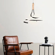 Estelle LED Pendant Light 30W Tri Color Matt Black & Wood