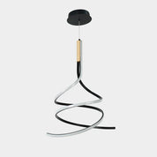 Estelle LED Pendant Light 30W Tri Color Matt Black & Wood
