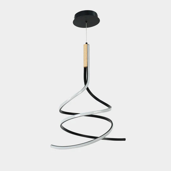 Estelle LED Pendant Light 30W Tri Color Matt Black & Wood