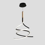 Estelle LED Pendant Light 30W Tri Color Matt Black & Wood