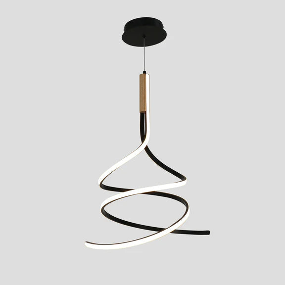 Estelle LED Pendant Light 30W Tri Color Matt Black & Wood