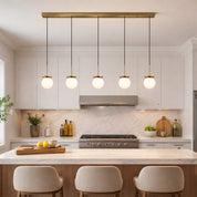 Ophelia 5 Light Pendant Light Brass & Opal