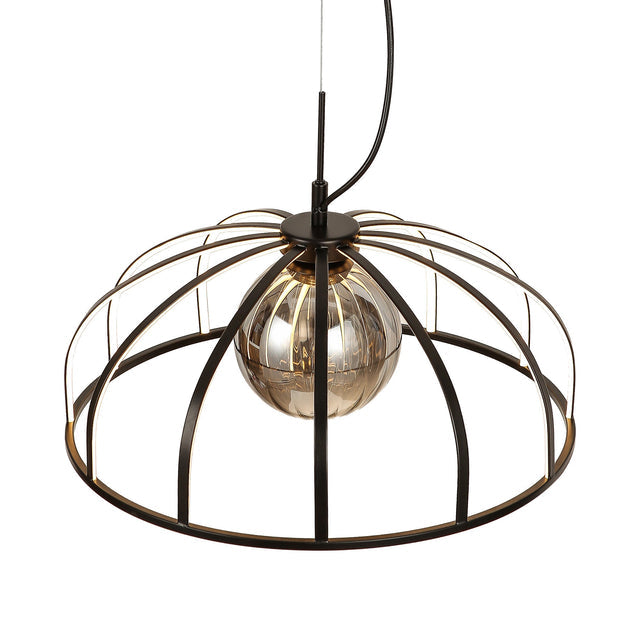 Calista LED Pendant Light 30W 3000K Black & Smoky