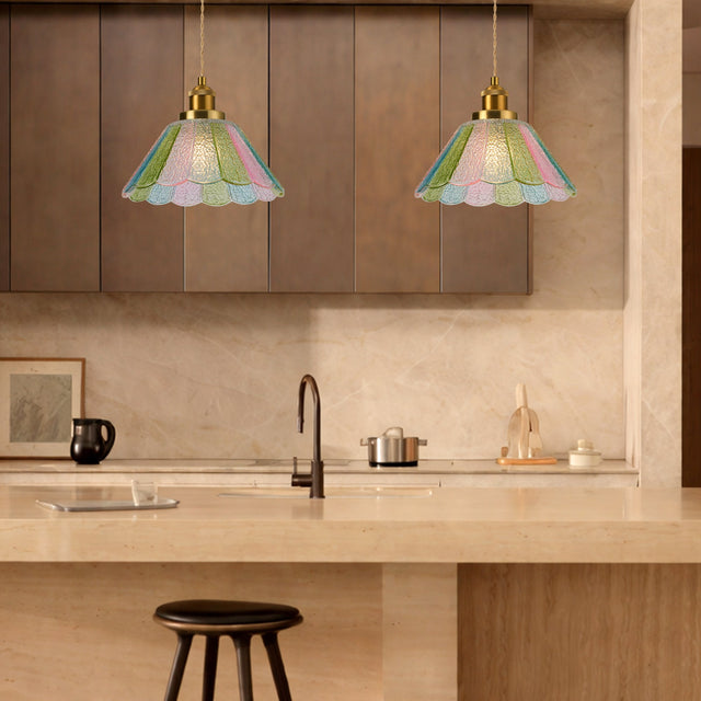 Sylvia Pendant Light Brass & Multicolour