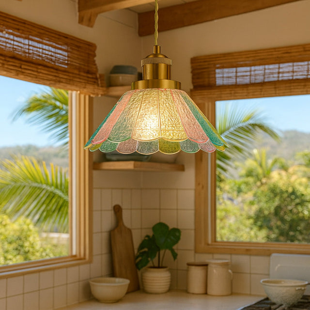 Sylvia Pendant Light Brass & Multicolour