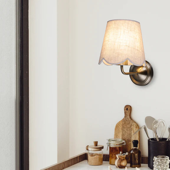Lottie Wall Light Antique Brass & Linen