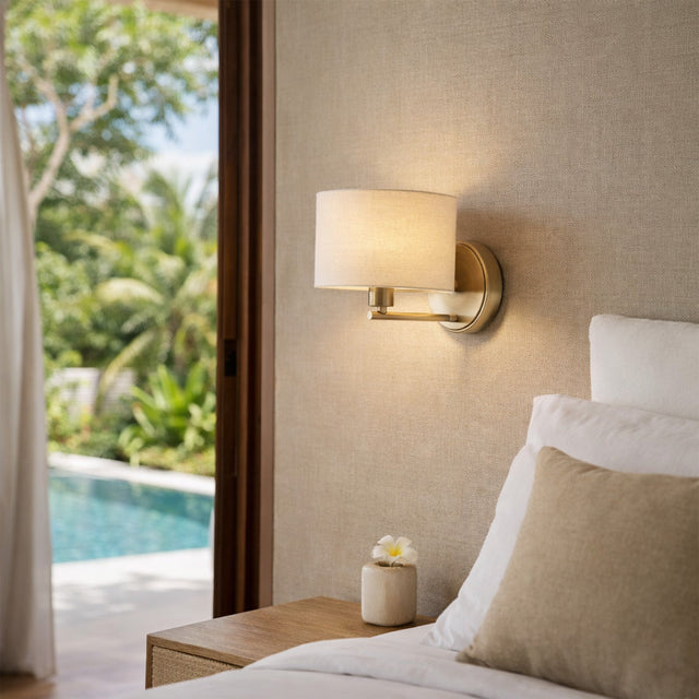 Clarissa Rechargeable LED Wall Light 2W 3CCT Antique Brass & Linen
