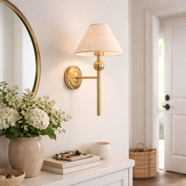 Violet Wall Light Brass & Linen
