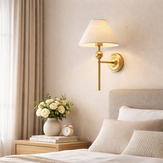Violet Wall Light Brass & Linen