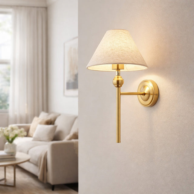 Violet Wall Light Brass & Linen
