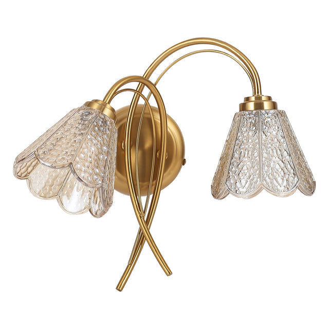 Coraline Double Light Wall Light Brass & Champagne