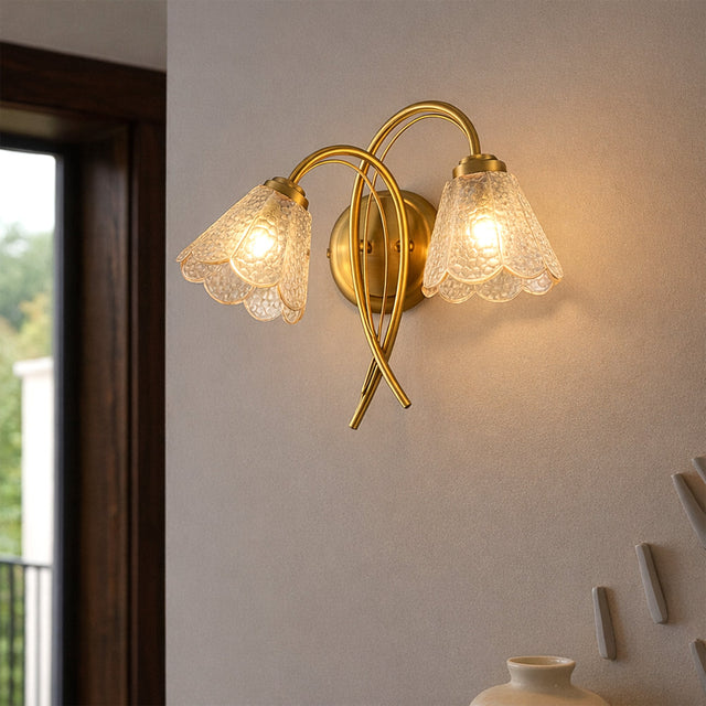 Coraline Double Light Wall Light Brass & Champagne