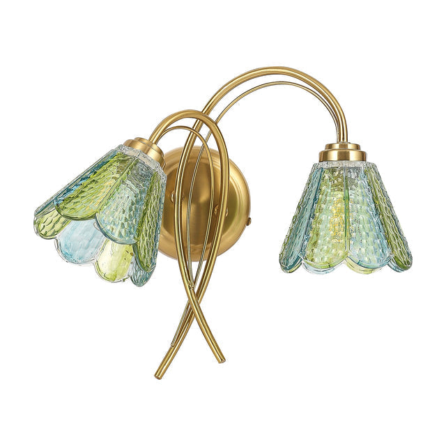 Coraline Double Light Wall Light Brass & Multicolour