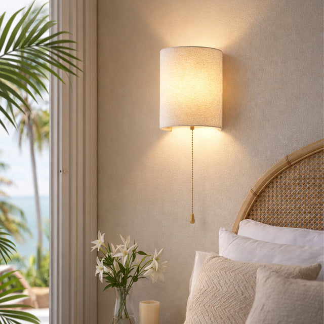 Teevan Pull Cord Wall Light White