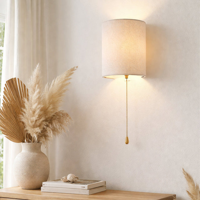Teevan Pull Cord Wall Light White