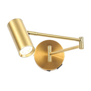 Beatrice Swing Arm Wall Lamp With Charging Ports Brass