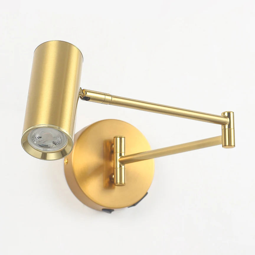 Beatrice Swing Arm Wall Lamp With Charging Ports Brass