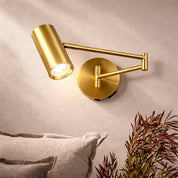 Beatrice Swing Arm Wall Lamp With Charging Ports Brass
