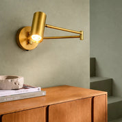 Beatrice Swing Arm Wall Lamp With Charging Ports Brass