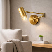 Beatrice Swing Arm Wall Lamp With Charging Ports Brass