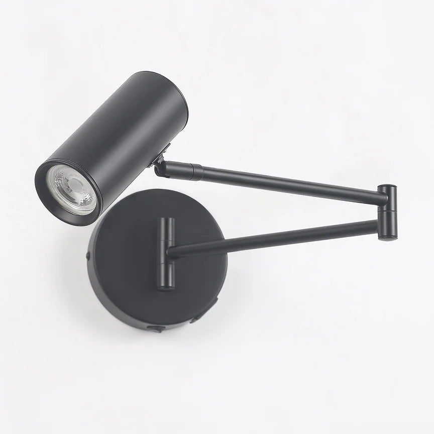 Beatrice Swing Arm Wall Lamp With Charging Ports Black