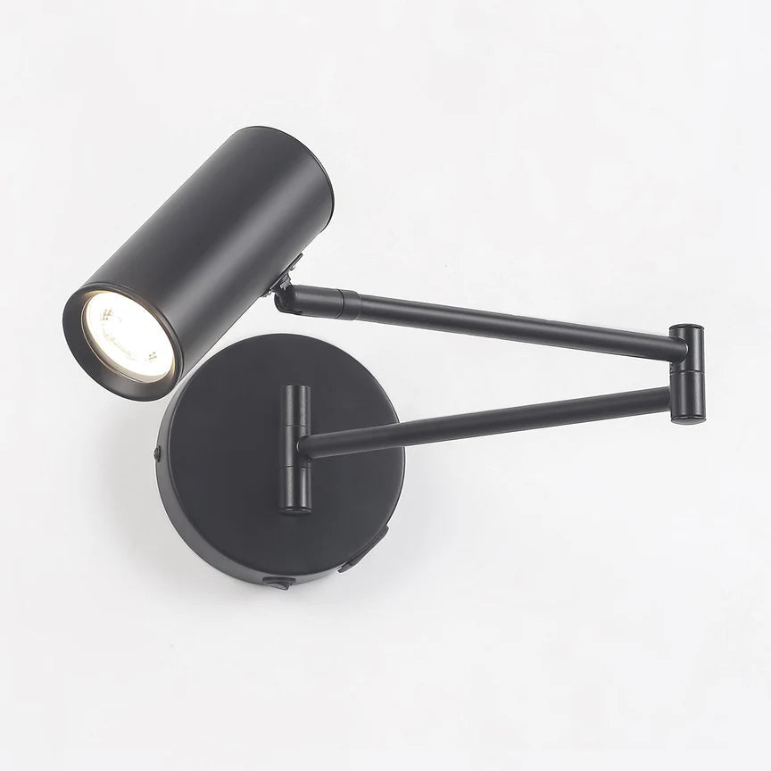 Beatrice Swing Arm Wall Lamp With Charging Ports Black